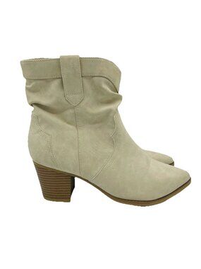 Time and Tru Shoes Womens Size 10 Beige Western Boots Heeled Memory Foam Comfort